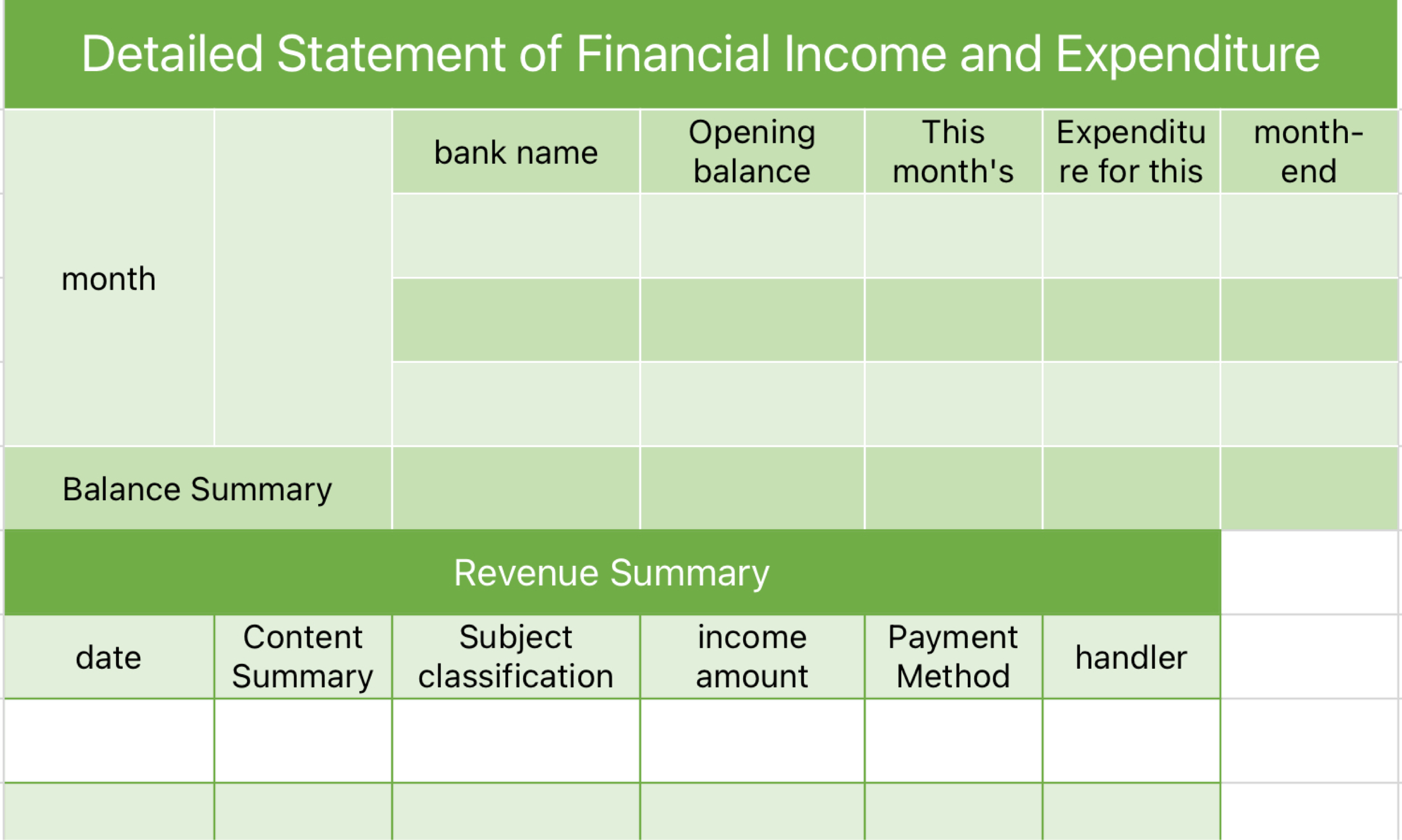 Detailed Statement of Financial Income and Expenditure Accounting